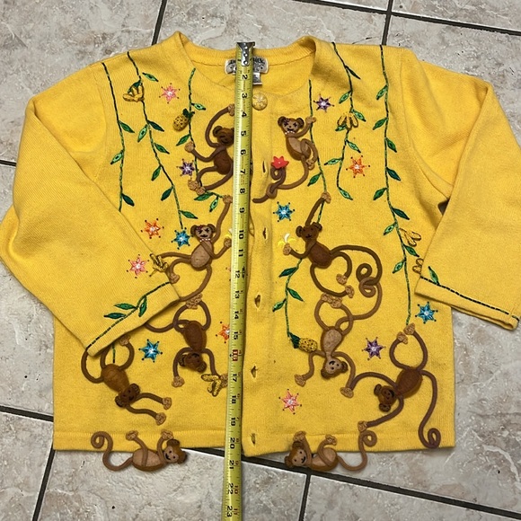 Jack B Quick VINTAGE Embroidered Appliquéd Monkeys Cardigan PM - Picture 8 of 9